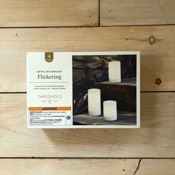 Threshold NIB Flickering LED Pillar Candle Set with Remote - Picture 1 of 2